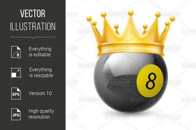 Gold crown on a billiard ball