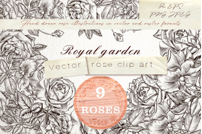 Royal garden, vector clipart set