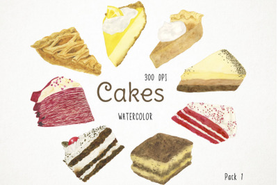 Watercolor Cakes Clipart, Cakes Clip Art