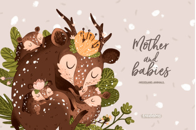 Mother and baby Woodland animals