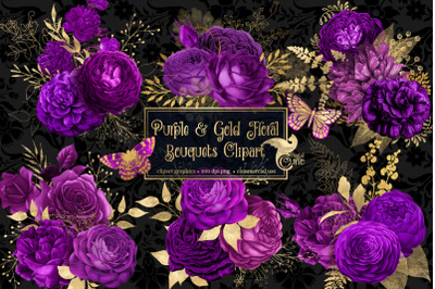 Purple and Gold Floral Clipart