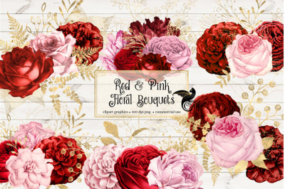 Red and Pink Floral Clipart