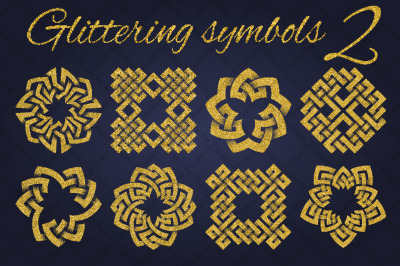 Golden glittering symbols pack 2