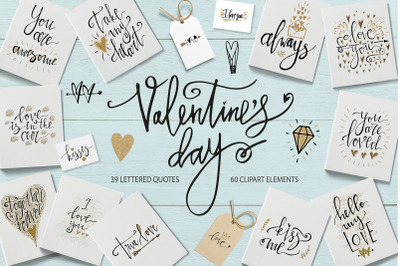 Valentine&#039;s Day Lettering &amp; Clipart