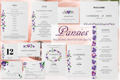 Pansies Wedding Invitation Suite