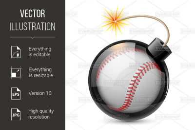 Abstract baseball shaped like a bomb