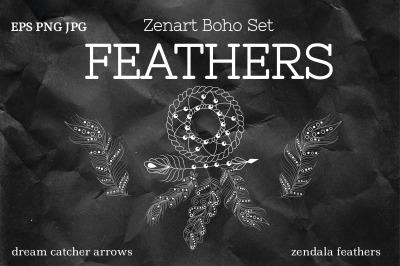 Zenart Boho Feathers Set