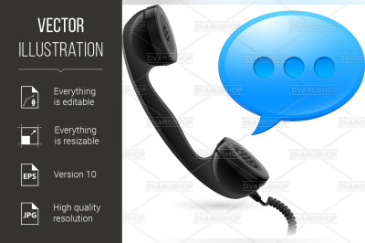 Black Handset and blue speechbox