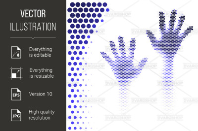 Halftone hands silhouette