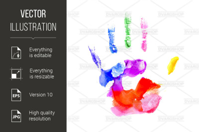 Handprint in vibrant colors of the rainbow