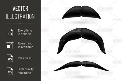 A set of three moustache