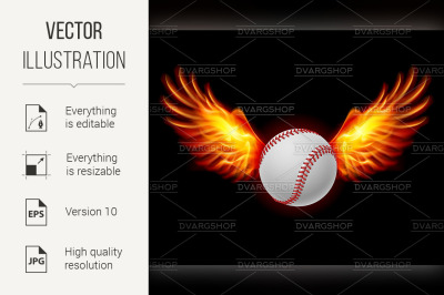 Baseball fiery wings