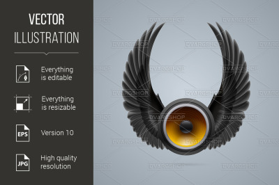 Music speaker with two wings