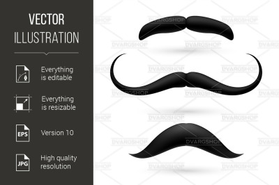 A set of three moustache