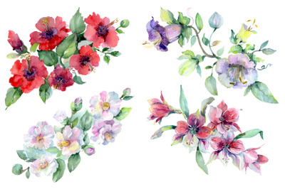 Wildflowers morning dawn watercolor png