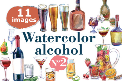 Watercolor alcohol-2 vector set
