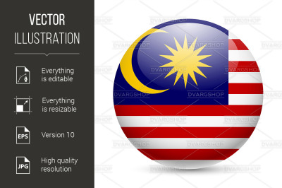 Round glossy icon of Malaysia