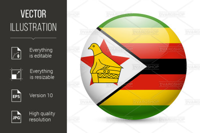 Round glossy icon of Zimbabwe