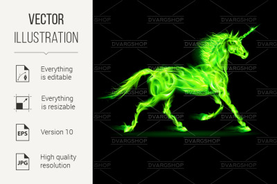 Green fire unicorn.