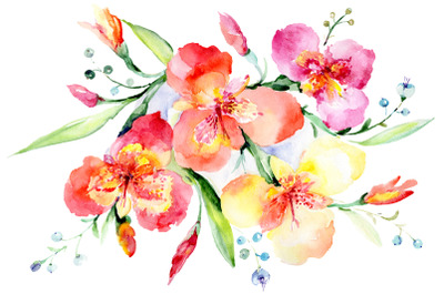 Bouquet red Night mystery watercolor png