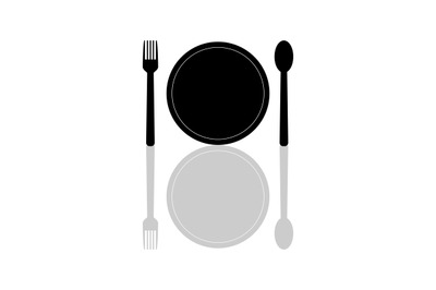 Cutlery icon with plate