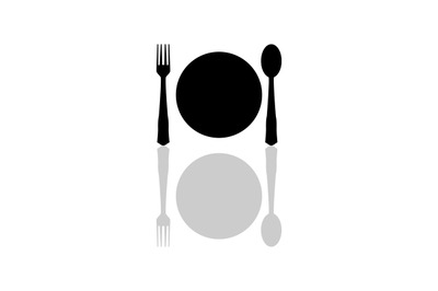 Cutlery icon with plate