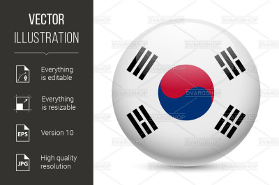 Round glossy icon of South Korea