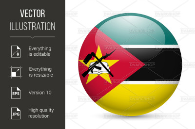 Round glossy icon of Mozambique