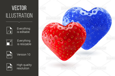 Red and blue strawberry hearts