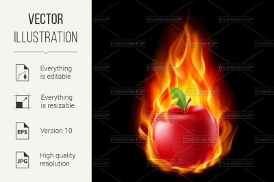Red apple in the fire