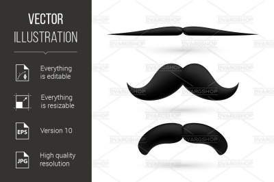 A set of three moustache