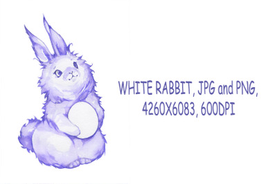 White watercolor rabbit