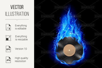 Vinyl disc in blue fire.