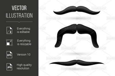 A set of three moustache