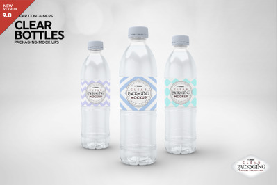 Clear Water Bottles Packaging Mockup