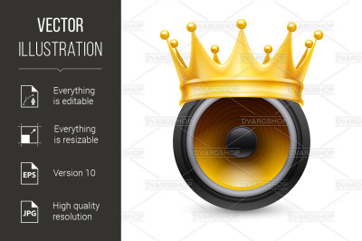 Gold crown on a musical dynamics