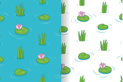 Water lilies and green leaves