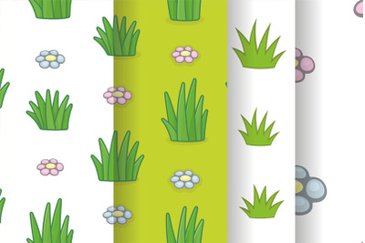 Pattern with grass and flowers