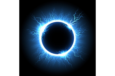 Electric lightning ball on black background.