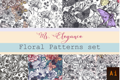 Set of vector floral patterns