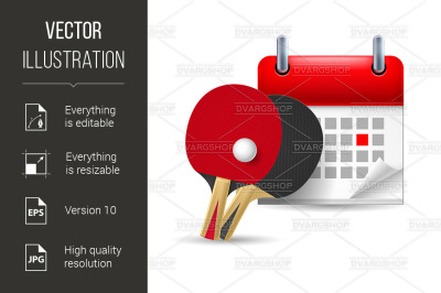 Ping pong rackets and calendar