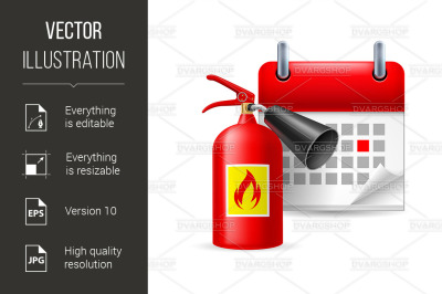 Fire extinguisher and calendar