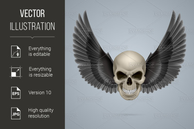 Evil skull with wings