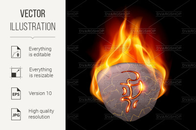 Burning stone with magic rune