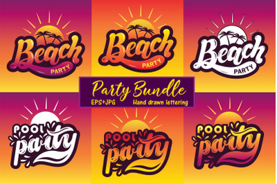 Party Bundle. Hand drawn lettering