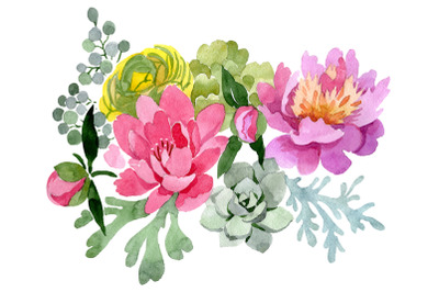 Bouquet with pink peonies &quot;Mirage&quot; watercolor png