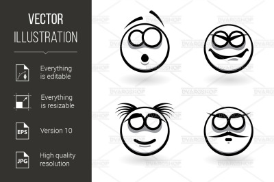 Four cartoon of abstract emotions.