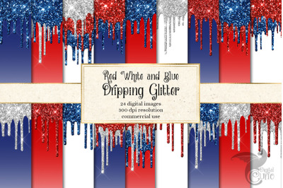 Red White and Blue Dripping Glitter