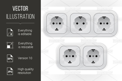 Realistic illustration of different forms outlets