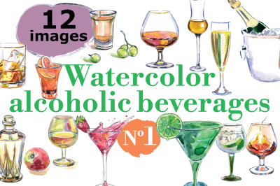 Watercolor alcohol vector set